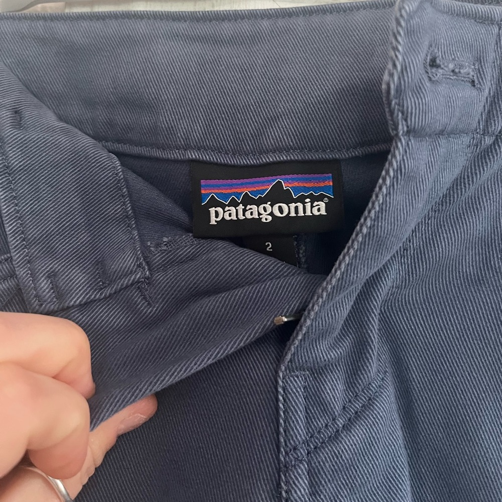 Patagonia light blue cotton/denim hiking pants. Low-waist, size: 2.